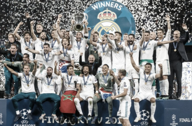 El Real Madrid celebra la Champions conseguida frente al Liverpool en 2018. Foto: @realmadrid