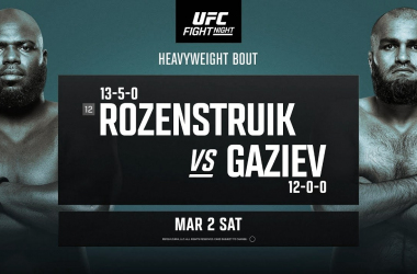 Previa UFC Fight Night: Rozenstruik, la 'nota de corte' para el invicto Gaziev