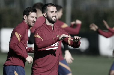 Entrenamiento en Turín antes de medirse a la Juventus