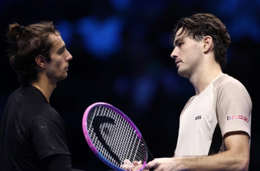 Musetti y Fritz se saludan al final del encuentro. Guglielmo Mangiapane