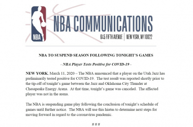 El coronavirus azota la NBA: se suspende la temporada