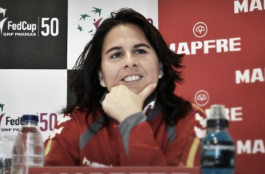 Anabel Medina, Tita Torró, Silvia Soler y Estrella Cabeza, equipo español de Fed Cup ante Polonia