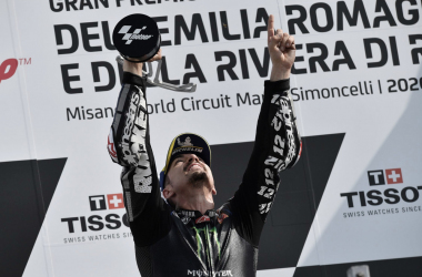 El podio de MotoGP en Misano, al habla:&nbsp;“Maverick nunca se fue”