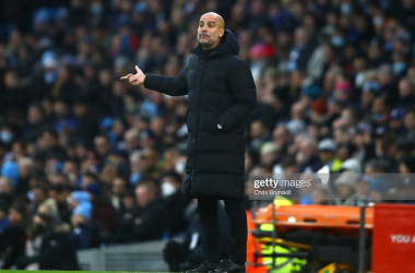 <div>MANCHESTER, ENGLAND - DECEMBER 26: Pep Guardiola, Manager of Manchester City gestures during the Premier League match between Manchester City and Leicester City at Etihad Stadium on December 26, 2021 in Manchester, England. (Photo by Chris Brunskill/Getty Images)</div><div><br></div>