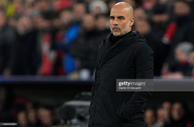 Pep Guardiola during the UEFA Champions League quarter final second-leg match against Bayern Munich on April 19, 2023. (Photo by Danilo Di Giovanni/Getty Images)