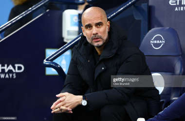 <span style="color: rgb(8, 8, 8); font-family: Lato, sans-serif; font-size: 14px; font-style: normal; text-align: start;">MANCHESTER, ENGLAND - APRIL 20: Pep Guardiola, Manager of Manchester City on the bench prior to the kick off of the Premier League match between Manchester City and Brighton &amp; Hove Albion at Etihad Stadium on April 20, 2022 in Manchester, England. (Photo by Clive Brunskill/Getty Images)</span>