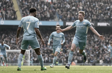 De Bruyne celebra el gol de la victoria del Manchester City | fuente: Premier League