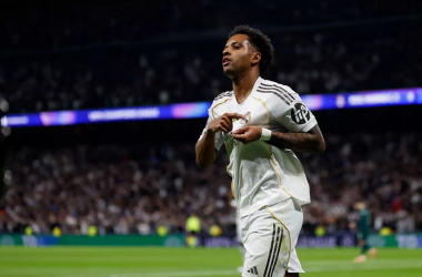 Celebración de Rodrygo hoy ante el Manchester City | Foto: Real Madrid