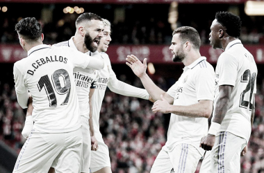 Los jugadores del Real Madrid celebran un gol. Vía Twitter @realmadrid