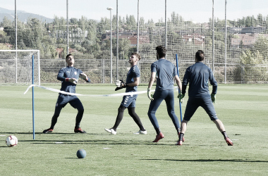 Último
entrenamiento del Rayo previo al partido de mañana ante el Sporting de Gijón