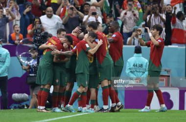 <span style="color: rgb(8, 8, 8); font-family: Lato, sans-serif; font-size: 14px; font-style: normal; text-align: start; background-color: rgb(255, 255, 255);">Players of Portugal celebrate after scoring a goal during the FIFA World Cup Qatar 2022 Round of 16 match between Portugal and Switzerland, at Lusail Stadium on December 06, 2022 in Lusail City, Qatar. (Photo by Fareed Kotb/Anadolu Agency via Getty Images)</span>