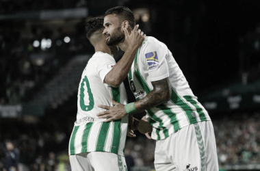 Ayoze y William José celebrando un gol ante el Rayo Vallecano. || Foto: Getty Images