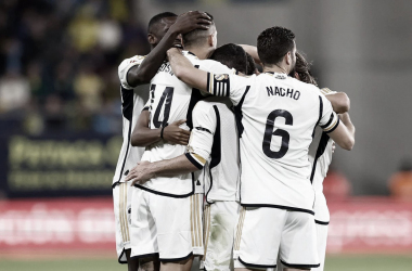Los jugadores del Real Madrid celebrando un gol frene al Cádiz | Foto: realmadrid.com.