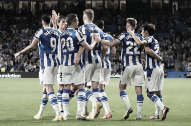 Los jugadores de la Real celebran un gol / Foto: Real Sociedad