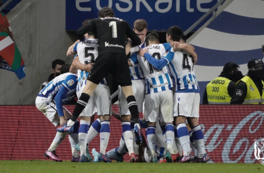 Los jugadores de la Real celebran el gol de la victoria / Foto: Real Sociedad