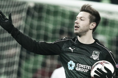 Smolov celebrando un gol con la camiseta del Krasnodar. | Foto: Krasnodar.