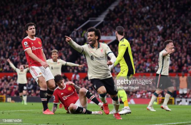 Liverpool player Mohammed Salah celebrates scoring versus Manchester United last season<div>credit:&nbsp;https://www.gettyimages.co.uk/</div>