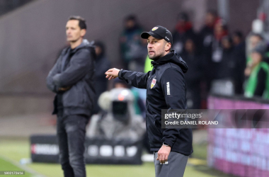 VfB Stuttgart Head Coach Sebastian Hoeneß in Frankfurt. (Photo by Daniel Roland/Getty Images)