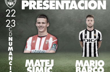 Matej Simic y Mario Barco han sido presentados con el equipo. Imagen: Numancia.
