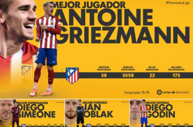 El Atlético acapara la gran mayoría de los premios de LaLiga