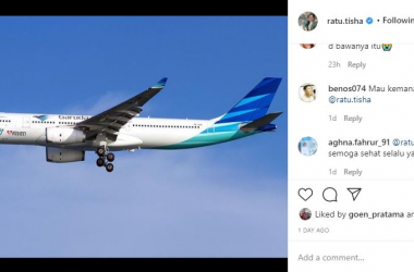Ratu Tisha Posting Foto Garuda Indonesia, Netizen pun Bereaksi