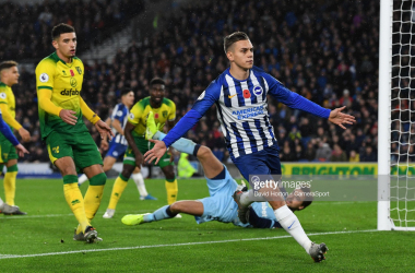 Brighton 2-0 Norwich: Third successive home victory piles misery on the visitors