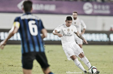 James marcó en la victoria del Real Madrid ante el Inter de Milán