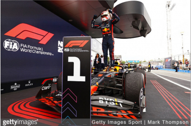 Max Verstappen celebrates his win in Spain -&nbsp;<span style="color: rgb(8, 8, 8); font-family: Lato, sans-serif; font-size: 14px; font-style: normal; text-align: start; background-color: rgb(255, 255, 255);">&nbsp;(Photo by Mark Thompson/Getty Images)</span>