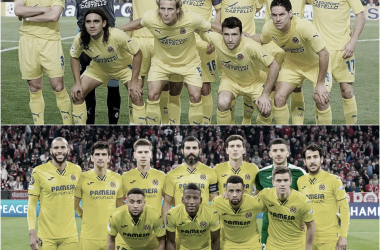 PASADO Y PRESENTE. Los planteles del Villarreal que hicieron historia en la Champions. Foto: Web