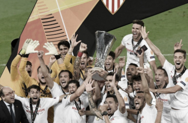 El Sevilla celebra su último titulo de la Europa League. -Sevilla FC