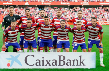 Los once jugadores que iniciaron el partido. Foto: Pepe Villoslada / Granada CF