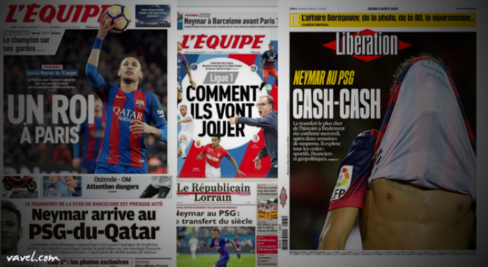 Jornais franceses destacam contratação de Neymar como "transferência do século"