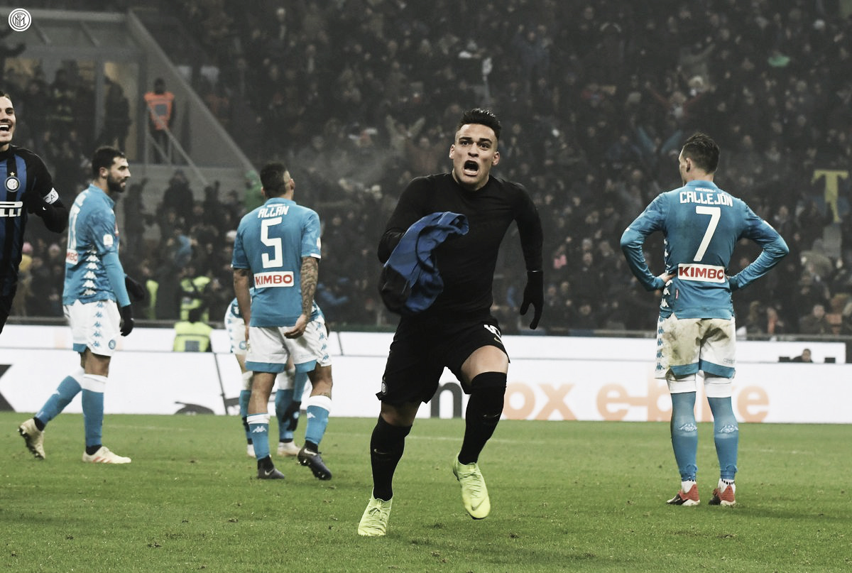 Napoli tem dois expulsos, Lautaro Martinez marca no fim e Inter vence em Milão