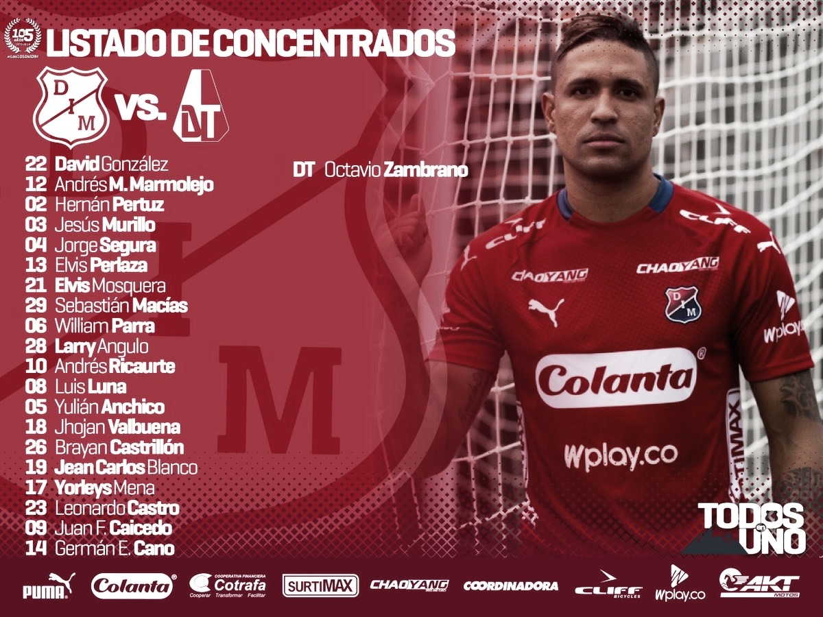 Convocados del Independiente Medellín para la primera semifinal ante Deportes Tolima