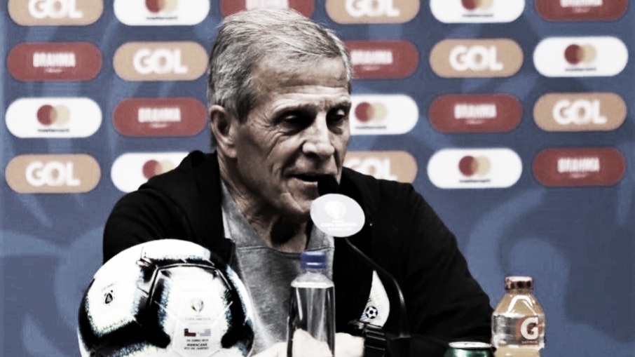 Podendo encarar Colômbia nas quartas, Tabárez exalta: "É um time poderoso" Podendo encarar Colômbia nas quartas, Tabárez exalta: "É um time poderoso"