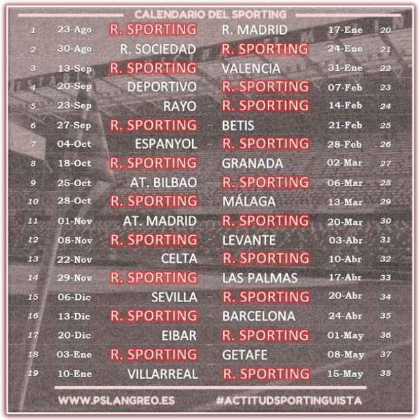 Análisis calendario del Real Sporting de Gijón