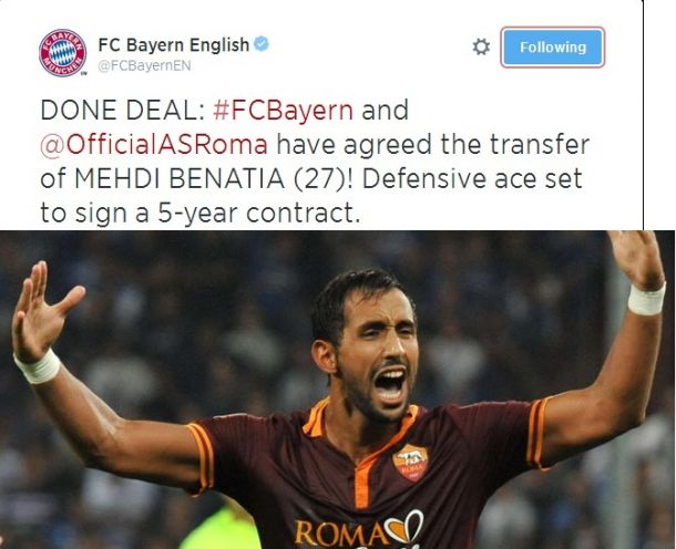 Bayern Monaco: ufficiale l'acquisto di Benatia