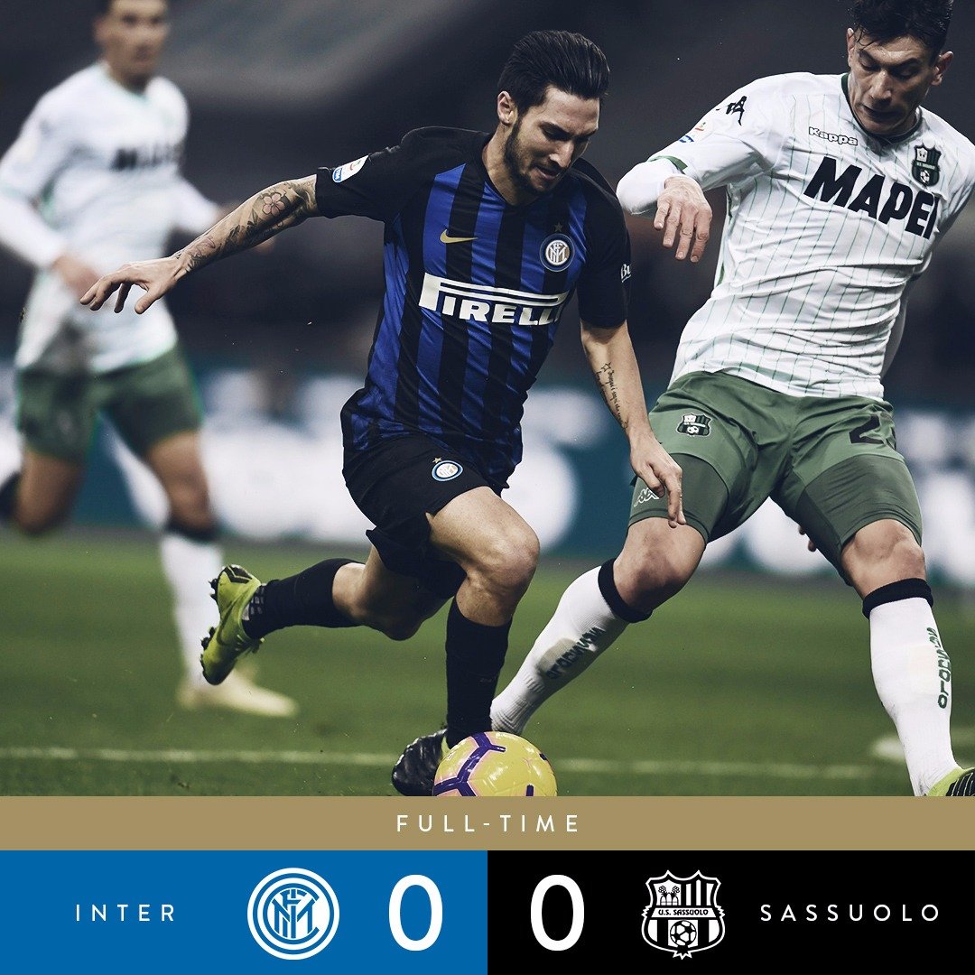 Serie A- Sassuolo bestia nera dell'Inter, a San Siro finisce a reti bianche (0-0)