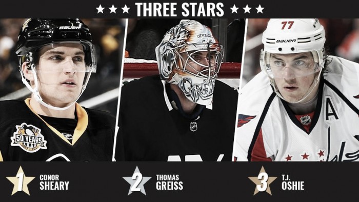 Sheary, Greiss y Oshie, los mejores de la semana en la NHL