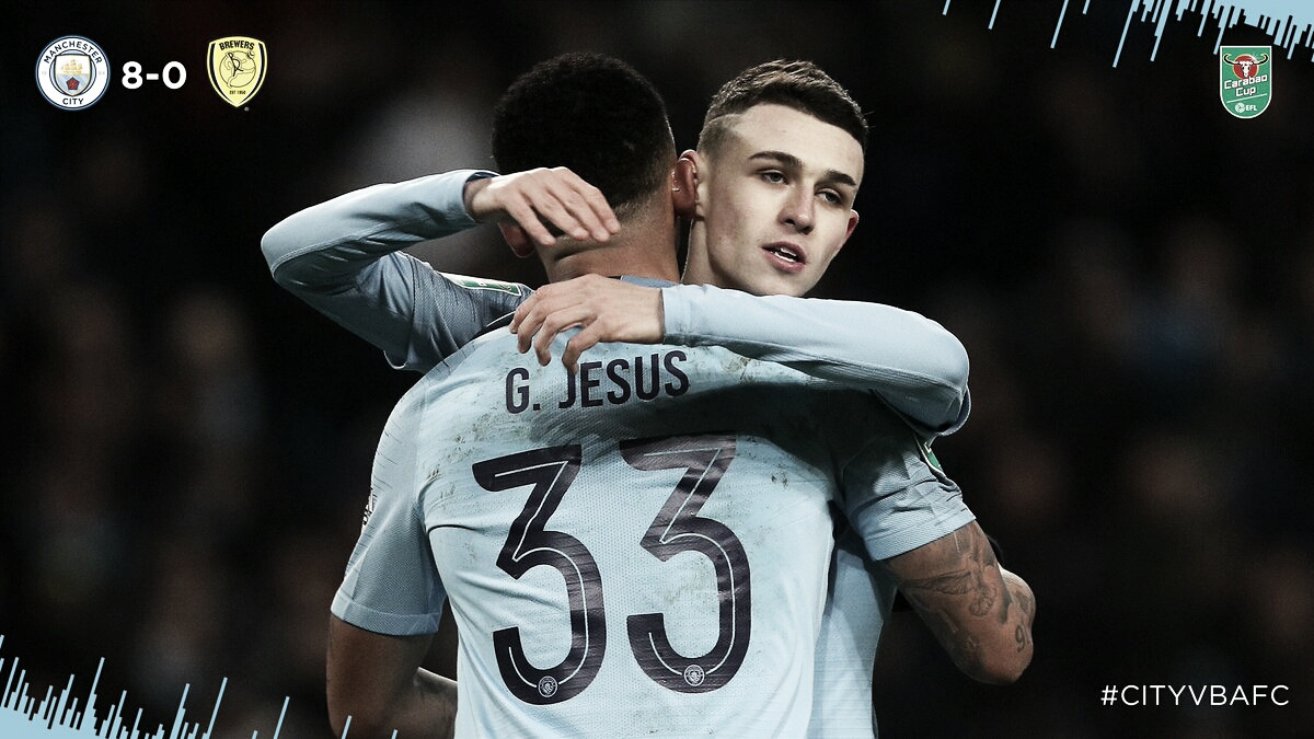 Jesus marca quatro, e City faz nove contra Burton em partida de ida das semis da EFL Cup
