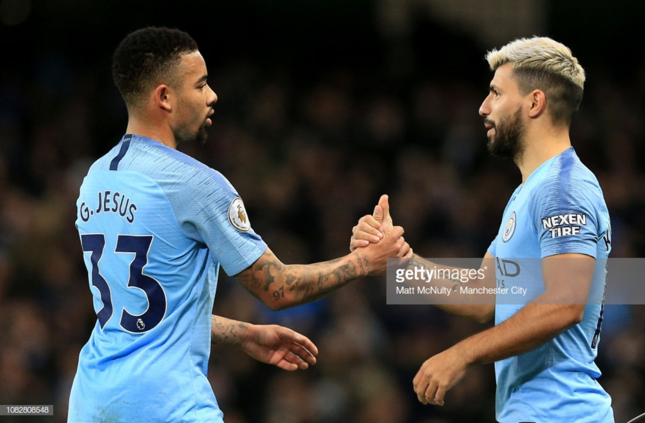 Aguero and Jesus need to continue goalscoring form as City battle for honours, suggests Pep Guardiola