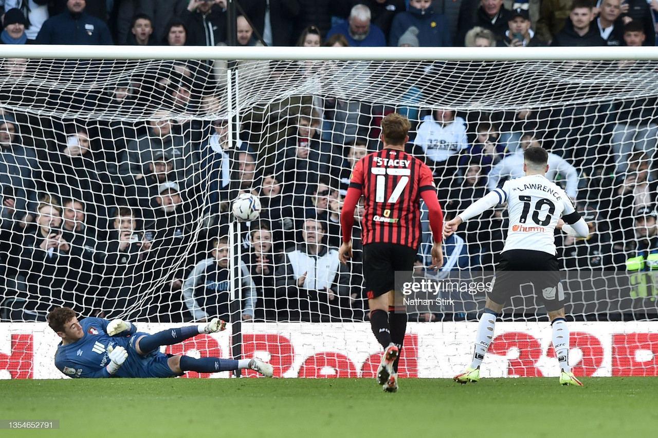 Derby County 3-2 AFC Bournemouth: Lawrence leads second-half comeback for Rams to deny Cherries top spot