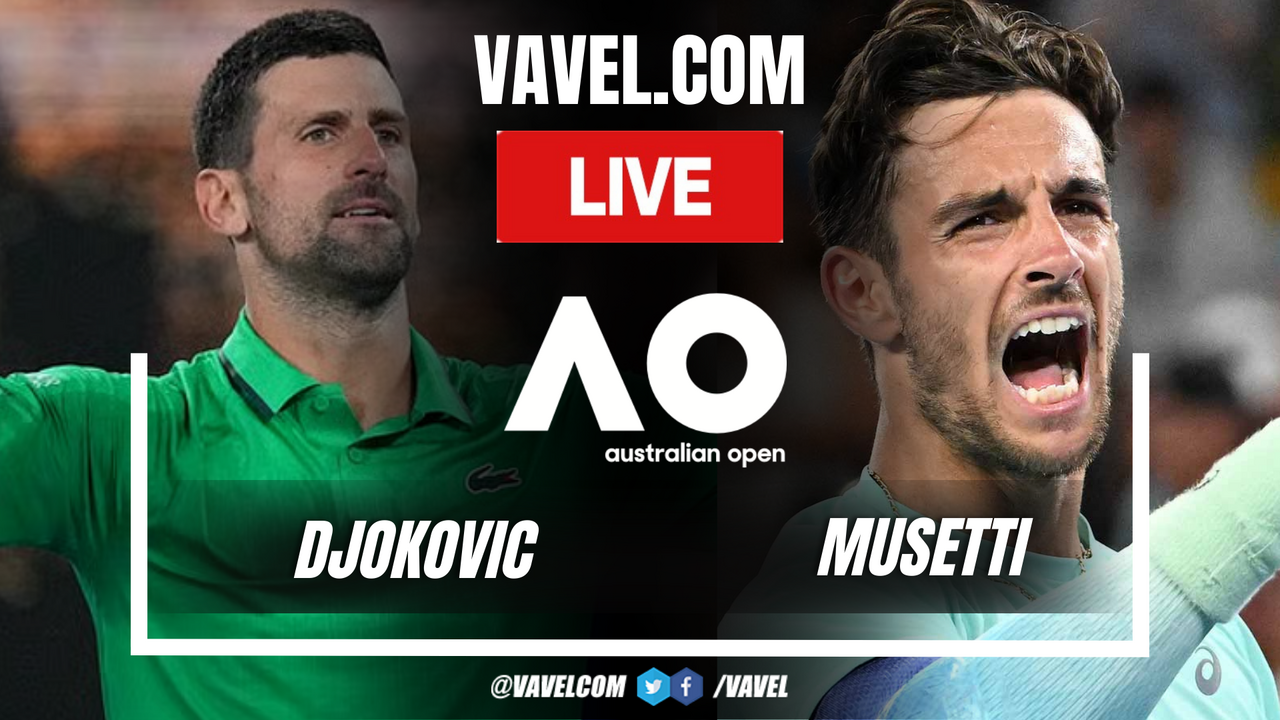 Highlights and Sets Djokovic vs Musetti (4-6, 3-6, 2-1, ret) in Australian Open
