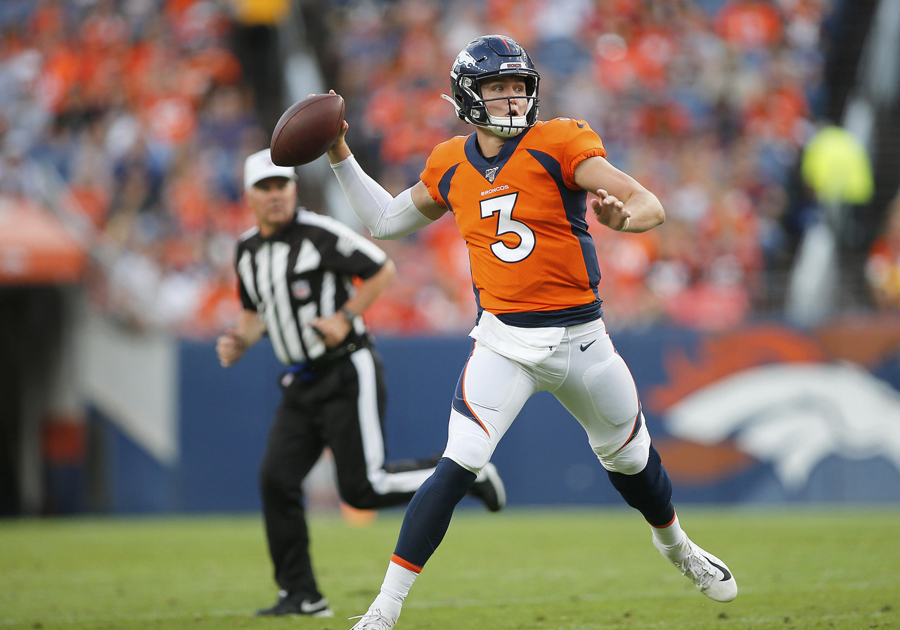 Denver Broncos back up quarterback Drew Lock with draft picks