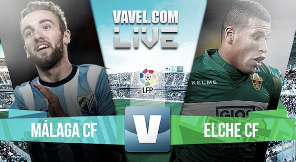 Resultado Málaga - Elche en la Liga BBVA 2015 (1-2)