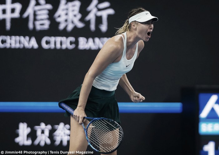 WTA Beijing: Sharapova exacts her revenge on Sevastova in three-hour, late-night thriller