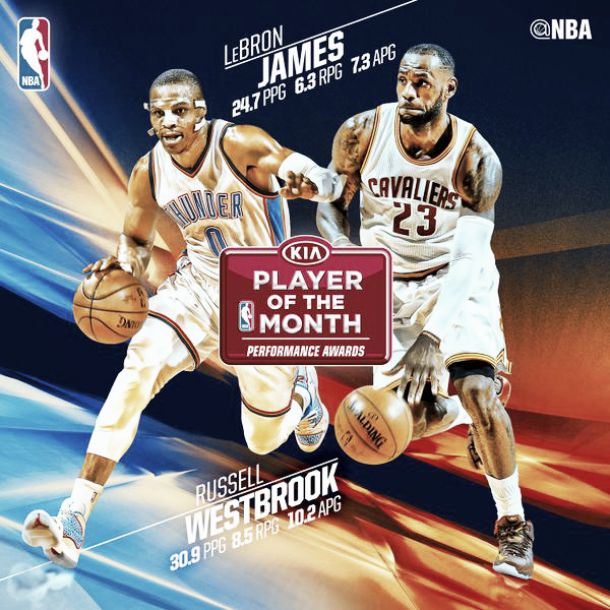 Russell Westbrook y LeBron James, Jugadores del Mes