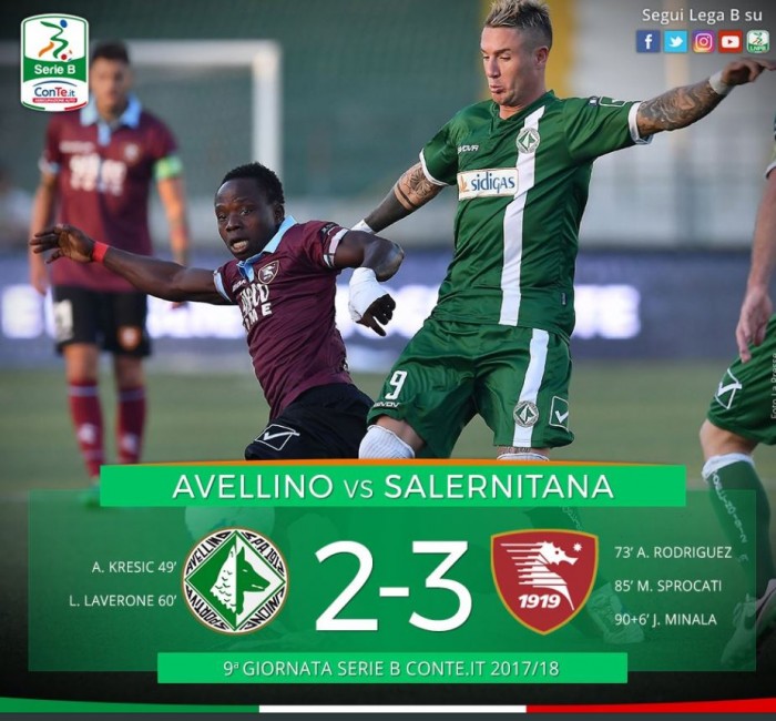 Serie B: Minala entra nella storia dei derby tra Avellino e Salernitana