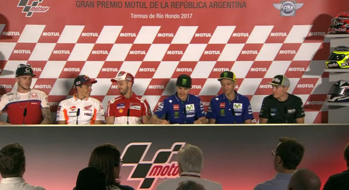 MotoGP, Gran Premio d'Argentina - La conferenza stampa: Rossi carica, Vinales per il bis, Honda per il riscatto