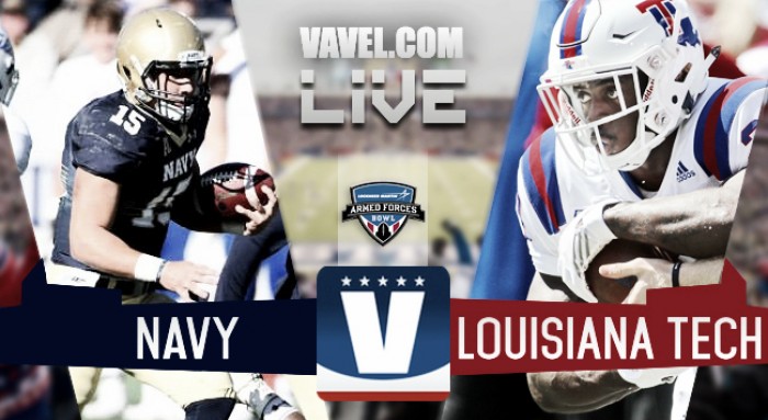 Score Louisiana Tech Bulldogs vs Navy Midshipmen of the 2016 Lockheed Martin Armed Forces Bowl (48-45)